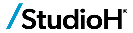 StudioH - Logo - Black Text Blue Slash sm